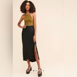 Bishop + Young Bias Cut Slip Skirt Black
